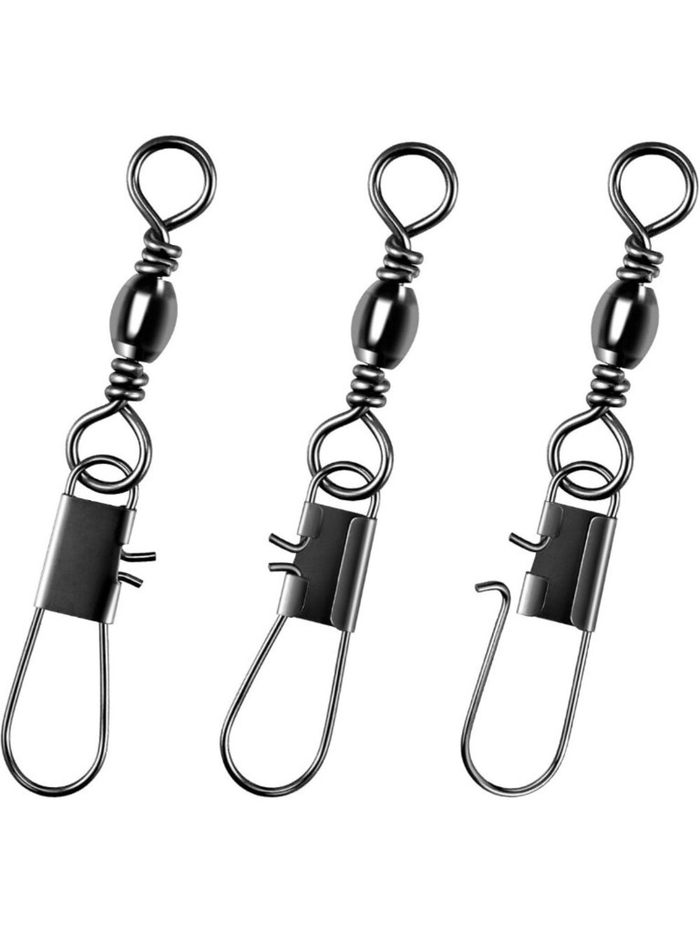 100-Pack Fishing Snap Swivels & Barrel Swivels Tackle, Stainless Steel Quick